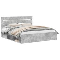 Berkfield Home Bed Frame with Headboard Concerte 180 x 200 cm Solid Pine Wood in Grey - thumbnail 2