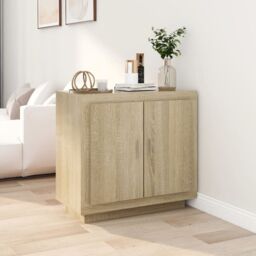Berkfield Home Sideboard Sonoma Oak 80x40x75 cm Engineered Wood in Brown - Size: 80 x 40 x 75 cm - thumbnail 1