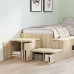 Berkfield Home Storage Cabinet in Sonoma Oak - 118x41x40 cm, Made of Engineered Wood in Beige - Size: 118 x 41 x 40 cm - thumbnail 4