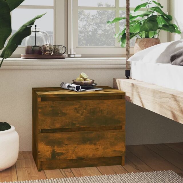 Berkfield Home Bed Cabinets 2 pcs Smoked Oak 50x39x43.5 cm Engineered Wood in Brown - image 1