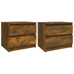 Berkfield Home Bed Cabinets 2 pcs Smoked Oak 50x39x43.5 cm Engineered Wood in Brown - thumbnail 2