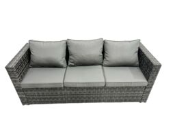 Fimous Rattan Dining Table Sofa Set with Side Table 2 Stools Outdoor 10 Seat in Dark Grey - thumbnail 4
