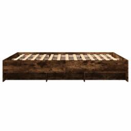 Berkfield Home Durable Bed Frame without Mattress Smoked Oak 160x200 cm Engineer in Brown - thumbnail 6