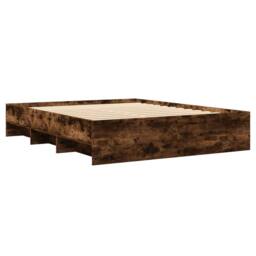 Berkfield Home Durable Bed Frame without Mattress Smoked Oak 160x200 cm Engineer in Brown - thumbnail 4