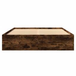 Berkfield Home Durable Bed Frame without Mattress Smoked Oak 160x200 cm Engineer in Brown - thumbnail 5