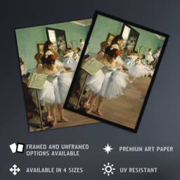 "Artery8 The Dance Class Ballet Studio Degas Vintage Framed Wall Art Print - Size: W12"" x H16""" - thumbnail 2