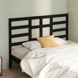 Berkfield Home Bed Headboard Black 146x4x104 cm Solid Wood Pine - Size: 146 x 4 x 104 cm - thumbnail 1