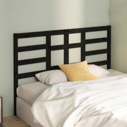 Berkfield Home Bed Headboard Black 146x4x104 cm Solid Wood Pine - Size: 146 x 4 x 104 cm - thumbnail 3