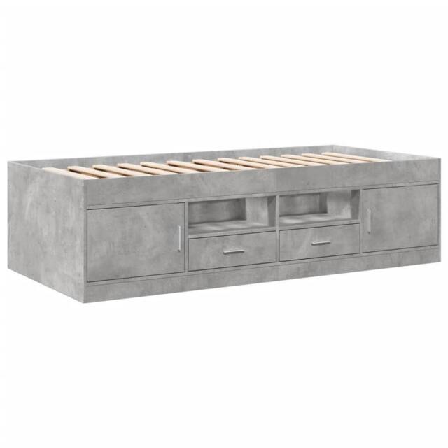 Berkfield Home Versatile Daybed with Drawers without Mattress Concrete Grey 100x - image 1