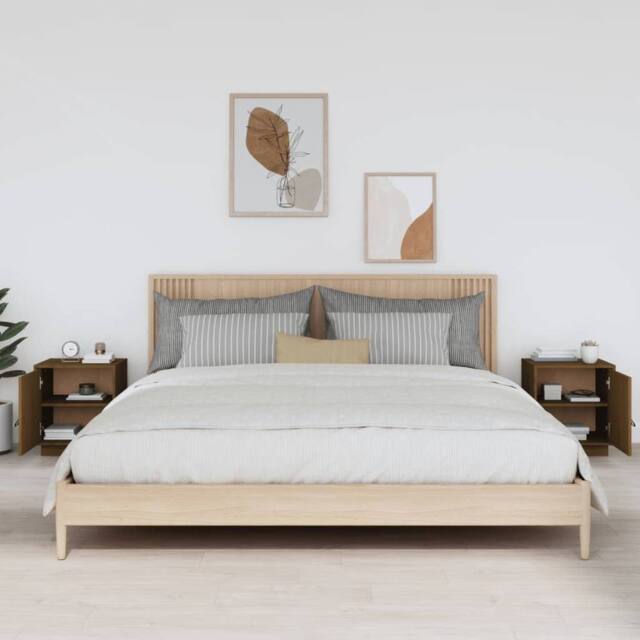 Berkfield Home Beautiful Bedside Cabinets 2 pcs Honey Brown 40x34x45 cm Solid Wo - Size: 40 x 34 x 45 cm - image 1