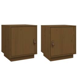 Berkfield Home Beautiful Bedside Cabinets 2 pcs Honey Brown 40x34x45 cm Solid Wo - Size: 40 x 34 x 45 cm - thumbnail 3