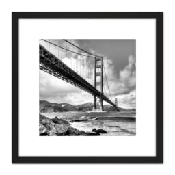 Artery8 Almonroth Golden Gate Bridge San Francisco Photo 8X8 Inch Square Wooden Framed Wall Art Print Picture with Mount in Black - thumbnail 1