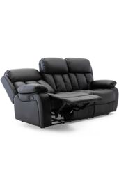 More4Homes Chester Manual Recliner Bonded Leather 1+2+3 Seater Sofa Set in Black - thumbnail 3