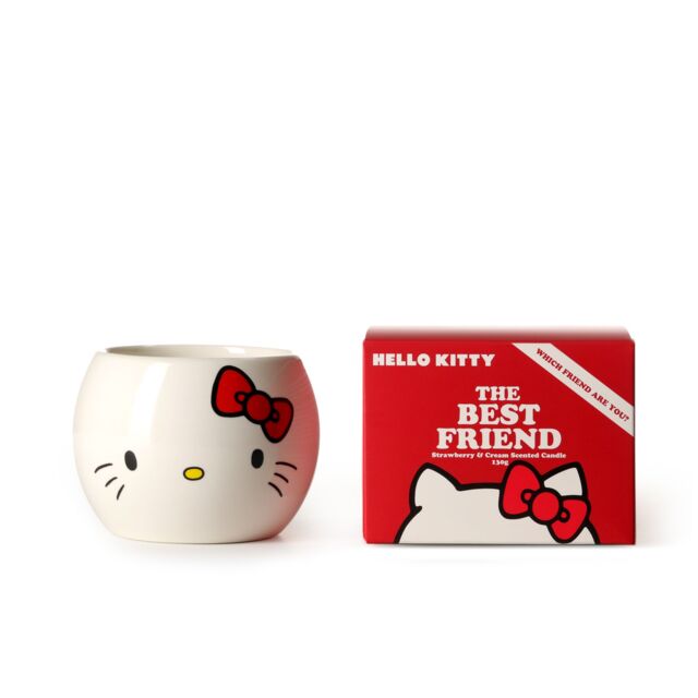 "Hello Kitty ""The Best Friend"" Candle - Strawberry & Cream Scent in White - Size: Medium" - image 1