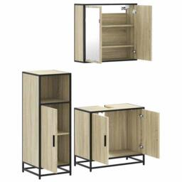Berkfield Home Durable 3 Piece Bathroom Furniture Set Sonoma Oak Engineered Wood in Light Tan - thumbnail 6