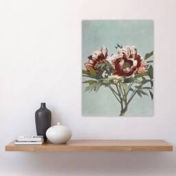 "Artery8 Tree Peonies Pink Flower Blooms Vintage Wall Art Print Kazumasa in Blue - Size: W12"" x H16""" - thumbnail 4