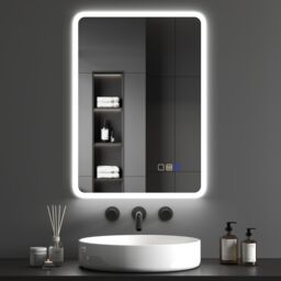 HOMCOM 500 x 700 mm Bluetooth Bathroom Mirror with LED Lights Wall Mounted in Silver - Size: 700mm x 500mm - thumbnail 2