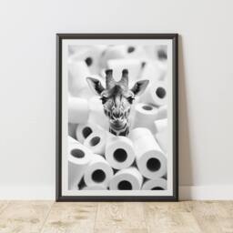 60 SECOND MAKEOVER Giraffe In Toilet Rolls Quirky Animal Print - Size: A4 - thumbnail 1