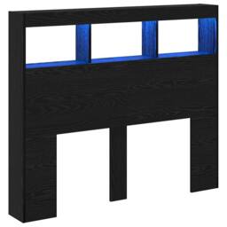 Berkfield Home Modern Black Oak Headboard Black Oak Engineered Wood 120 x 17 x 102 cm - thumbnail 3