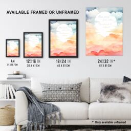 "Artery8 Wall Art Print Peace Comes From Within Buddhist Mindfulness Sun Clouds Poster in Orange - Size: W24"" x H32""" - thumbnail 3