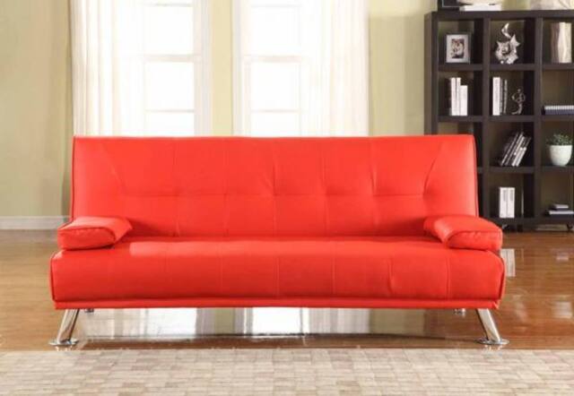 Comfy Living Ltd Italian Style Faux Leather Sofa Bed in Red - image 1
