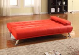 Comfy Living Ltd Italian Style Faux Leather Sofa Bed in Red - thumbnail 2