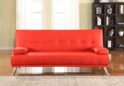 Comfy Living Ltd Italian Style Faux Leather Sofa Bed in Red - thumbnail 1