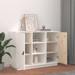 Berkfield Home Sideboard White 100x40x75 cm Solid Wood Pine - Size: 100 x 40 x 75 cm - thumbnail 6