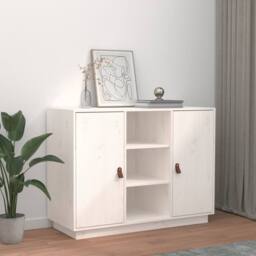 Berkfield Home Sideboard White 100x40x75 cm Solid Wood Pine - Size: 100 x 40 x 75 cm - thumbnail 2