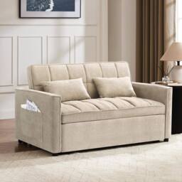 Home Detail Harry Pull-Out Sofa Bed in Beige - thumbnail 1
