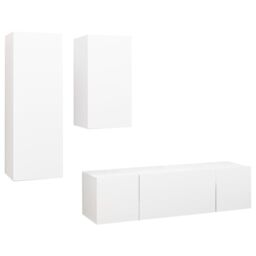 Berkfield Home 4 Piece TV Cabinet Set White Engineered Wood - thumbnail 2