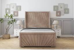 "Comfort Beds Sunrise Naples Bed Frame With Mattress-50"" Upholstered Wingback in Light Brown - Size: Single" - thumbnail 2