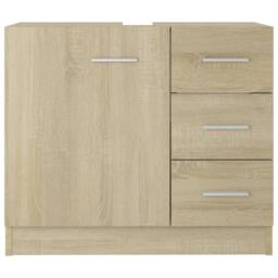 Berkfield Home Sink Cabinet Sonoma Oak 63x30x54 cm Engineered Wood in Light Oak - Size: 63 x 30 x 54 cm - thumbnail 5