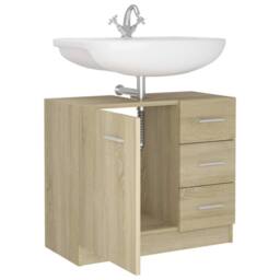 Berkfield Home Sink Cabinet Sonoma Oak 63x30x54 cm Engineered Wood in Light Oak - Size: 63 x 30 x 54 cm - thumbnail 4