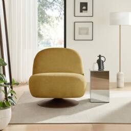 FurnitureboxUK Tilda Fabric Accent Chair in Yellow - thumbnail 2