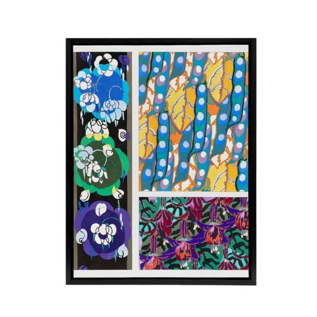 "Artery8 Colourful Floral Art Deco Patterns Benedictus Framed Canvas Wall Art - Size: W12"" x H16""" - image 1