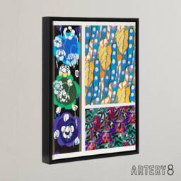 "Artery8 Colourful Floral Art Deco Patterns Benedictus Framed Canvas Wall Art - Size: W12"" x H16""" - thumbnail 2