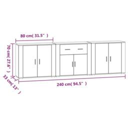 Berkfield Home Sideboards 3 pcs Smoked Oak Engineered Wood in Brown - thumbnail 9