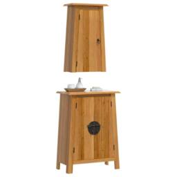 Berkfield Home Beautiful 2 Piece Bathroom Furniture Set Solid Wood Pine in Brown