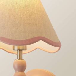 ValueLights Bobbins Pair Pink Bobble Wall Lights & Linen Pastel Trim Lamp Shades in Pale Pink - thumbnail 5