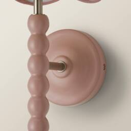 ValueLights Bobbins Pair Pink Bobble Wall Lights & Linen Pastel Trim Lamp Shades in Pale Pink - thumbnail 6
