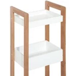 EONLION Free Standing Bamboo 3-Tier Bathroom Storage Shelf Organizer in White - thumbnail 4