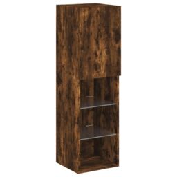 Berkfield Home 5 Piece TV Wall Units with LED Smoked Oak Engineered Wood in Brown - thumbnail 8