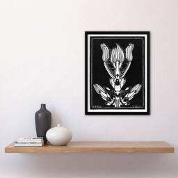 Artery8 April Flower Vintage Black White Vintage Framed Wall Art Print Graag - Size: A4 - thumbnail 4