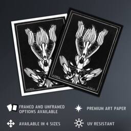 Artery8 April Flower Vintage Black White Vintage Framed Wall Art Print Graag - Size: A4 - thumbnail 2