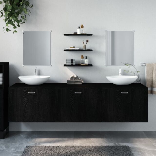 Berkfield Home 6 Piece Bathroom Furniture Set Black Engineered Wood - image 1