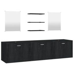 Berkfield Home 6 Piece Bathroom Furniture Set Black Engineered Wood - thumbnail 2