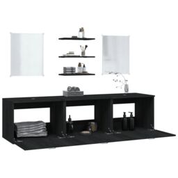 Berkfield Home 6 Piece Bathroom Furniture Set Black Engineered Wood - thumbnail 3