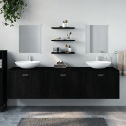 Berkfield Home 6 Piece Bathroom Furniture Set Black Engineered Wood - thumbnail 1