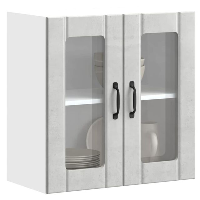 Berkfield Home Kitchen Wall Cabinet with Glass Door Lucca Concrete Grey Engineered Wood - image 1